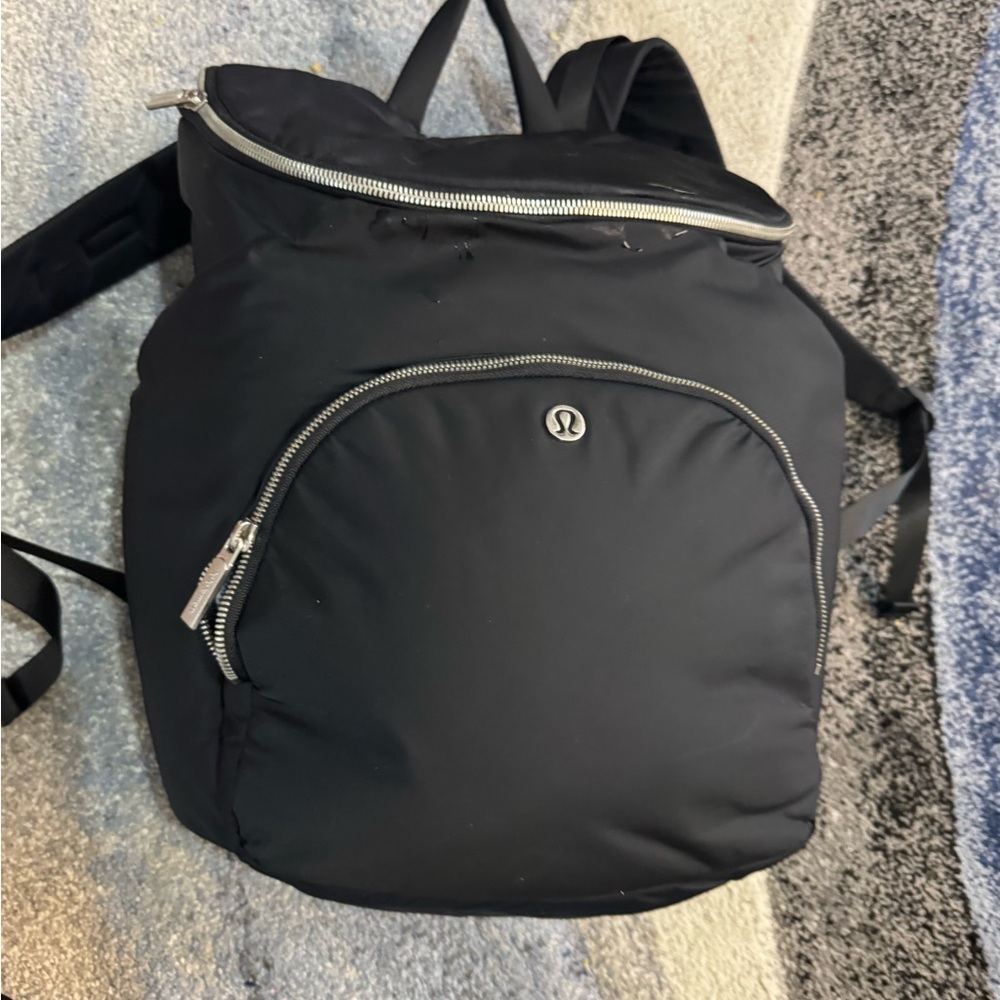 Lululemon Black Nylon Backpack can be used as a backpack or baby bag